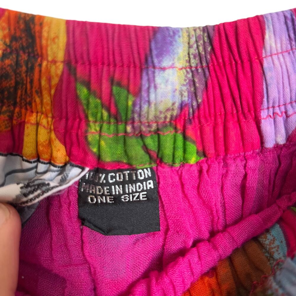 Silver Stream Vintage Tiered Floral Maxi Skirt Tropical Print Maximalist Pink OS - Picture 4 of 10